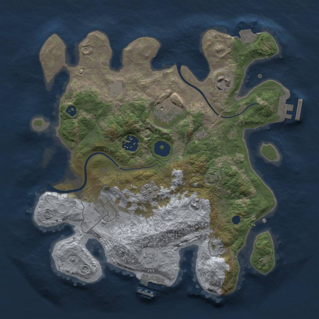 Rust Map: Procedural Map, Size: 3000, Seed: 15435, 11 Monuments
