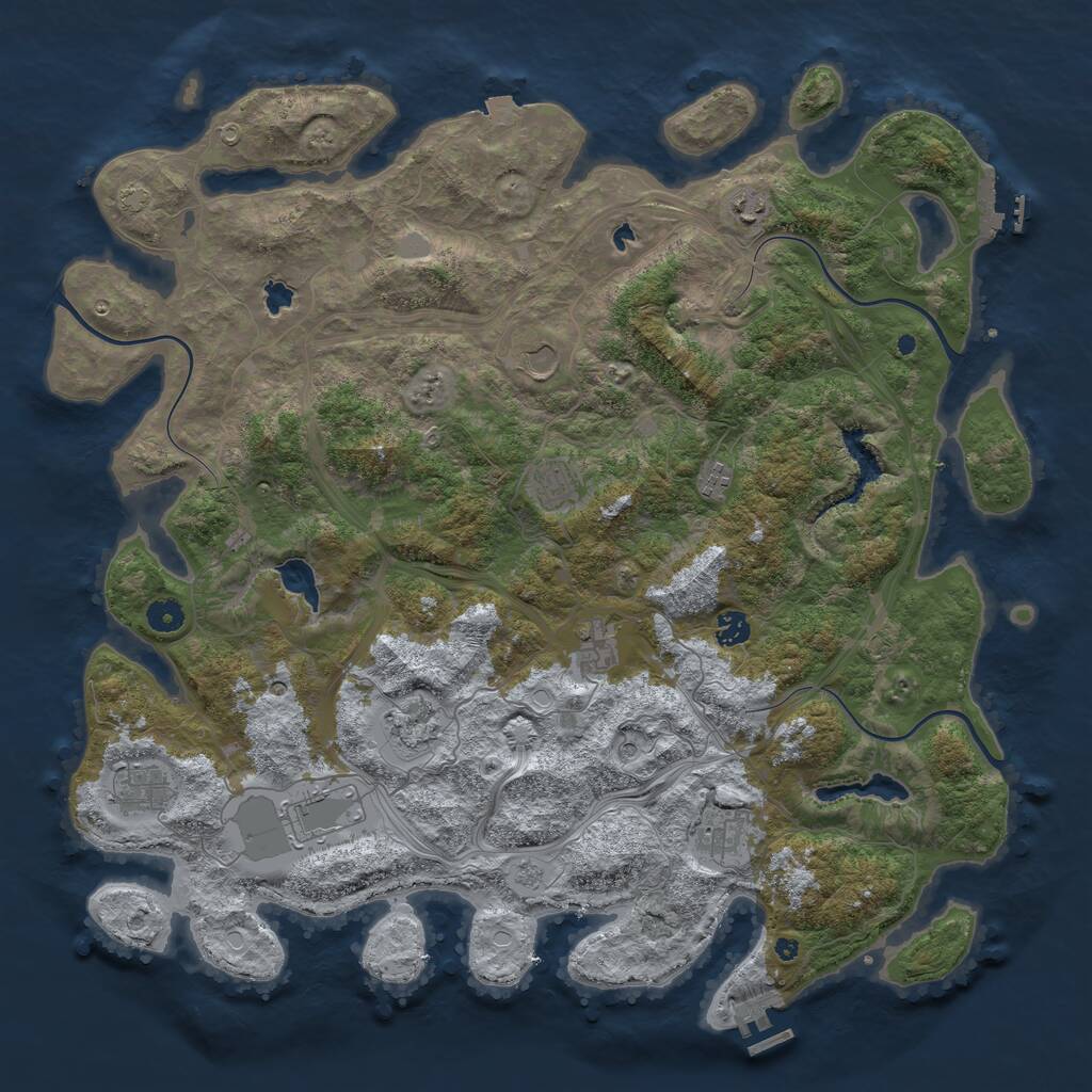Rust Map: Procedural Map, Size: 4600, Seed: 200220253, 16 Monuments