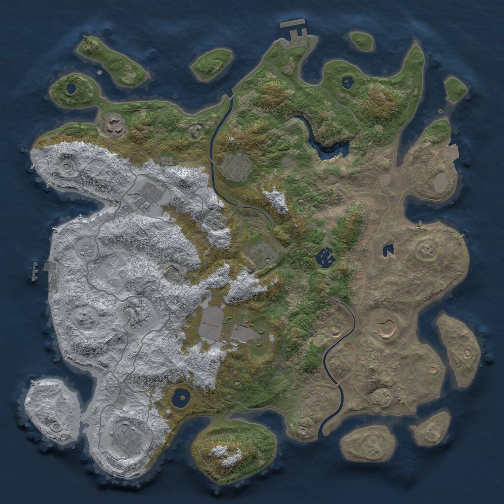 Rust Map: Procedural Map, Size: 4000, Seed: 1940035855, 16 Monuments