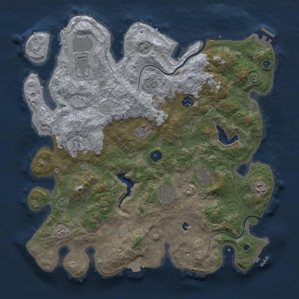 Rust Map: Procedural Map, Size: 4000, Seed: 1088920354, 14 Monuments