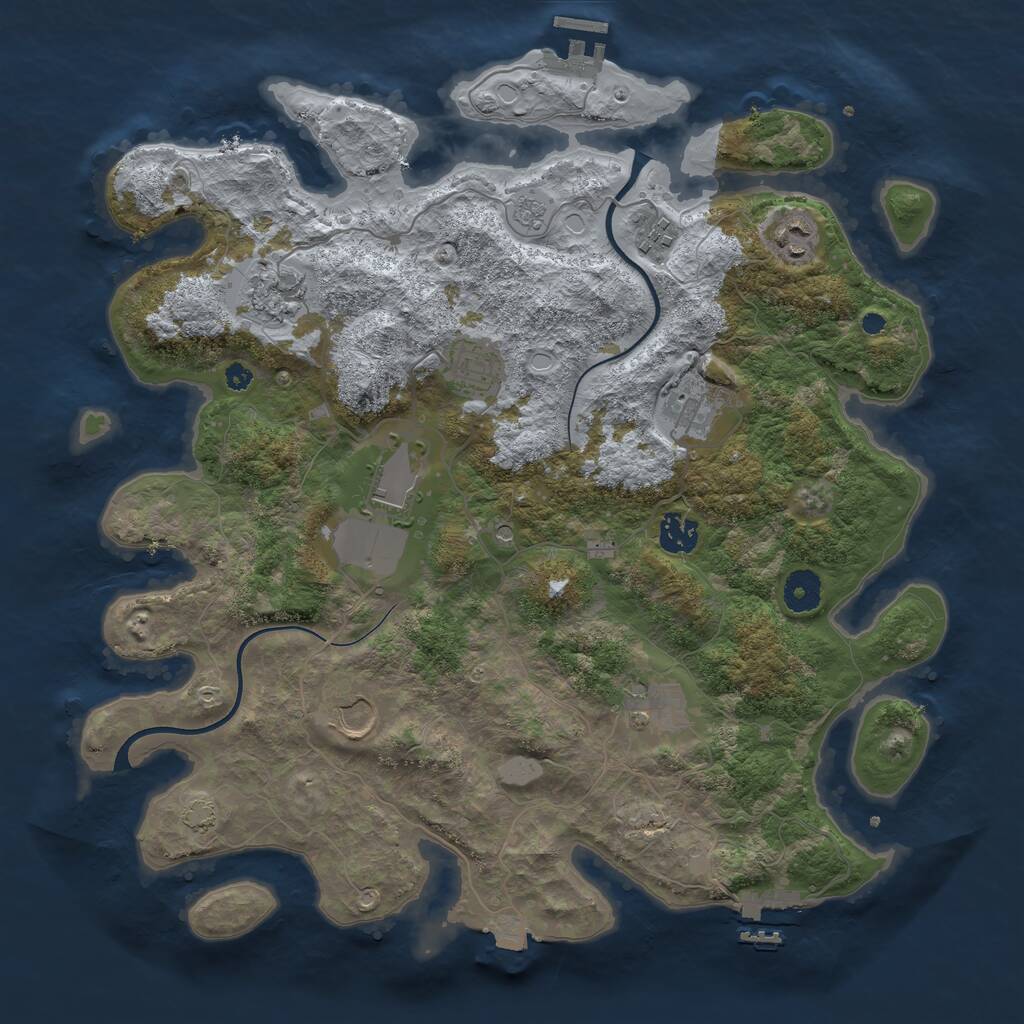 Rust Map: Procedural Map, Size: 3800, Seed: 1845321793, 15 Monuments