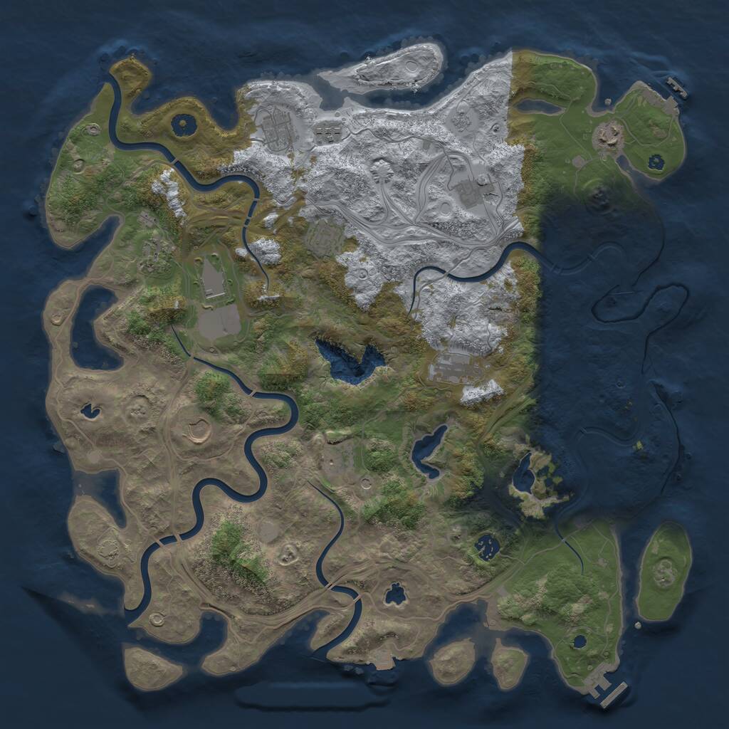Rust Map: Procedural Map, Size: 4500, Seed: 298234568, 17 Monuments