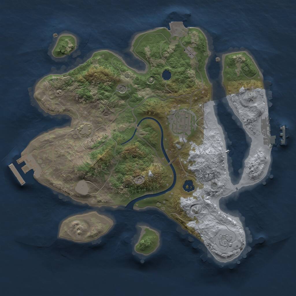 Rust Map: Procedural Map, Size: 2500, Seed: 1188247544, 7 Monuments