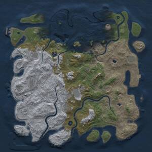 Thumbnail Rust Map: Procedural Map, Size: 4800, Seed: 80107472, 17 Monuments