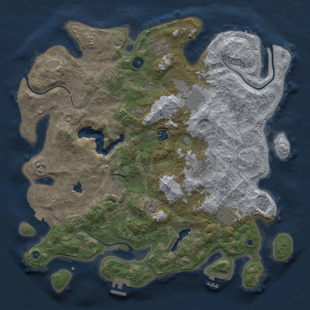 Rust Map: Procedural Map, Size: 4096, Seed: 1891242595, 15 Monuments