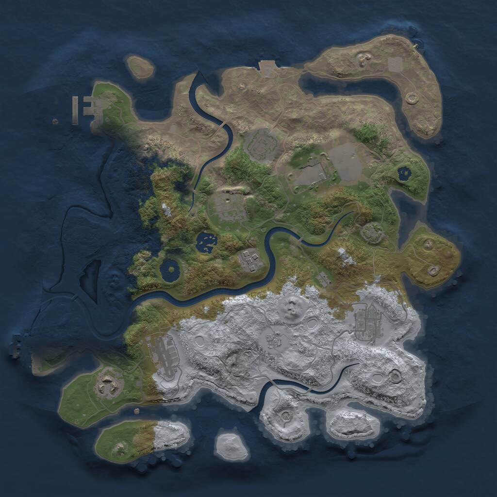 Rust Map: Procedural Map, Size: 3500, Seed: 1040021349, 14 Monuments