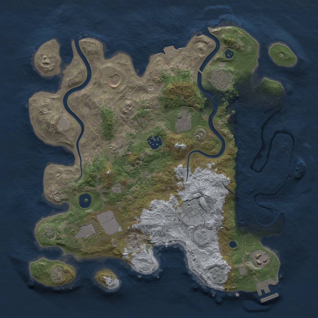 Rust Map: Procedural Map, Size: 3500, Seed: 734396706, 15 Monuments