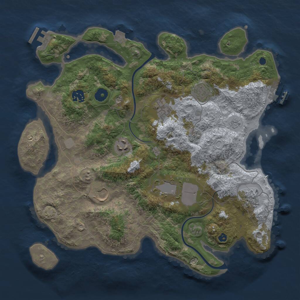 Rust Map: Procedural Map, Size: 3500, Seed: 814364148, 14 Monuments