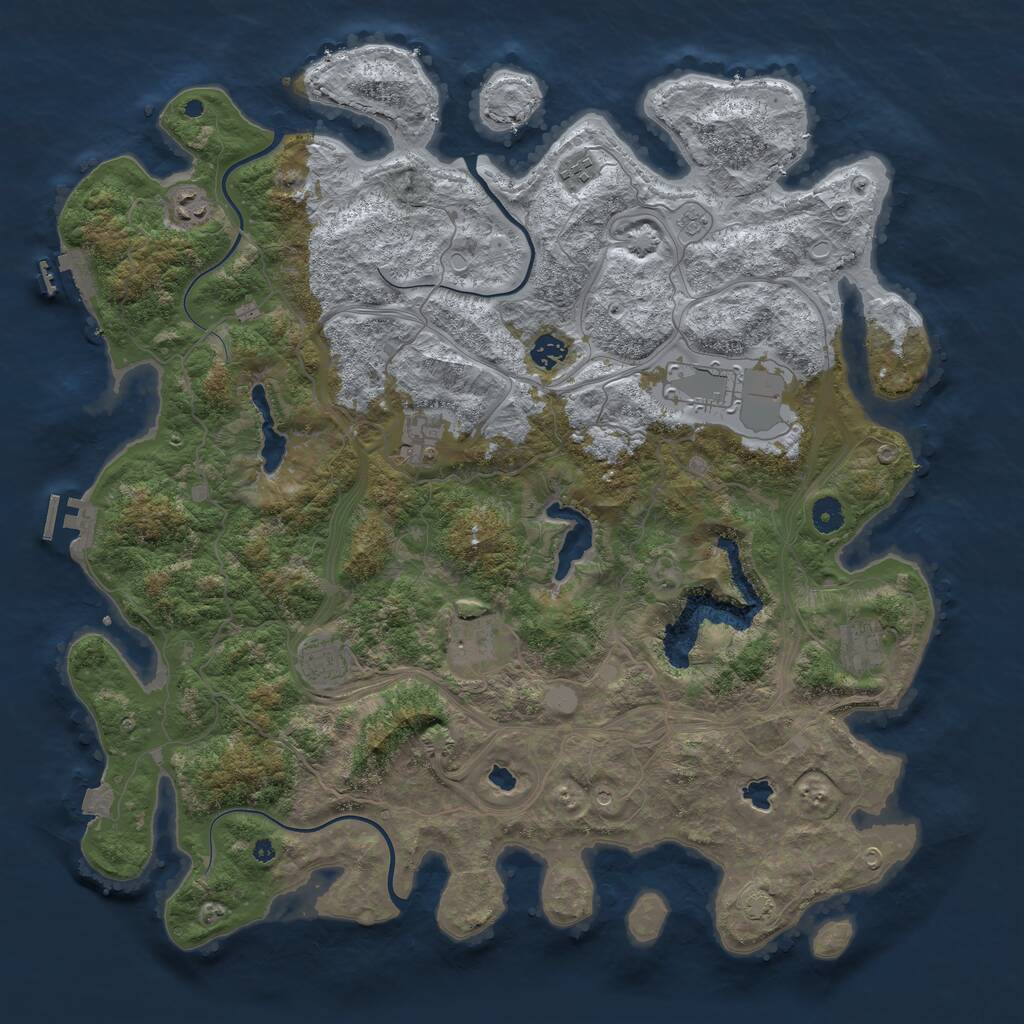 Rust Map: Procedural Map, Size: 4500, Seed: 1237745367, 14 Monuments