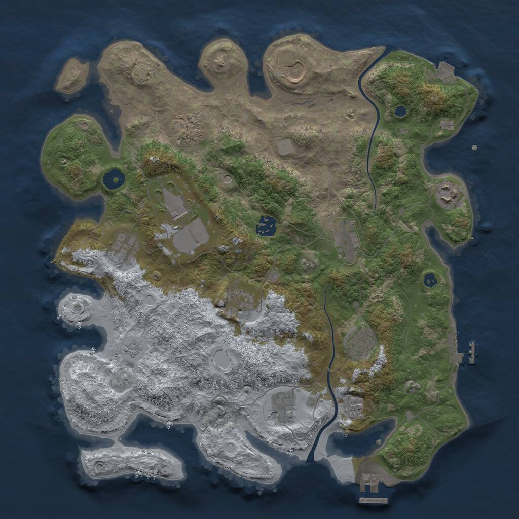 Rust Map: Procedural Map, Size: 3750, Seed: 1974321692, 17 Monuments