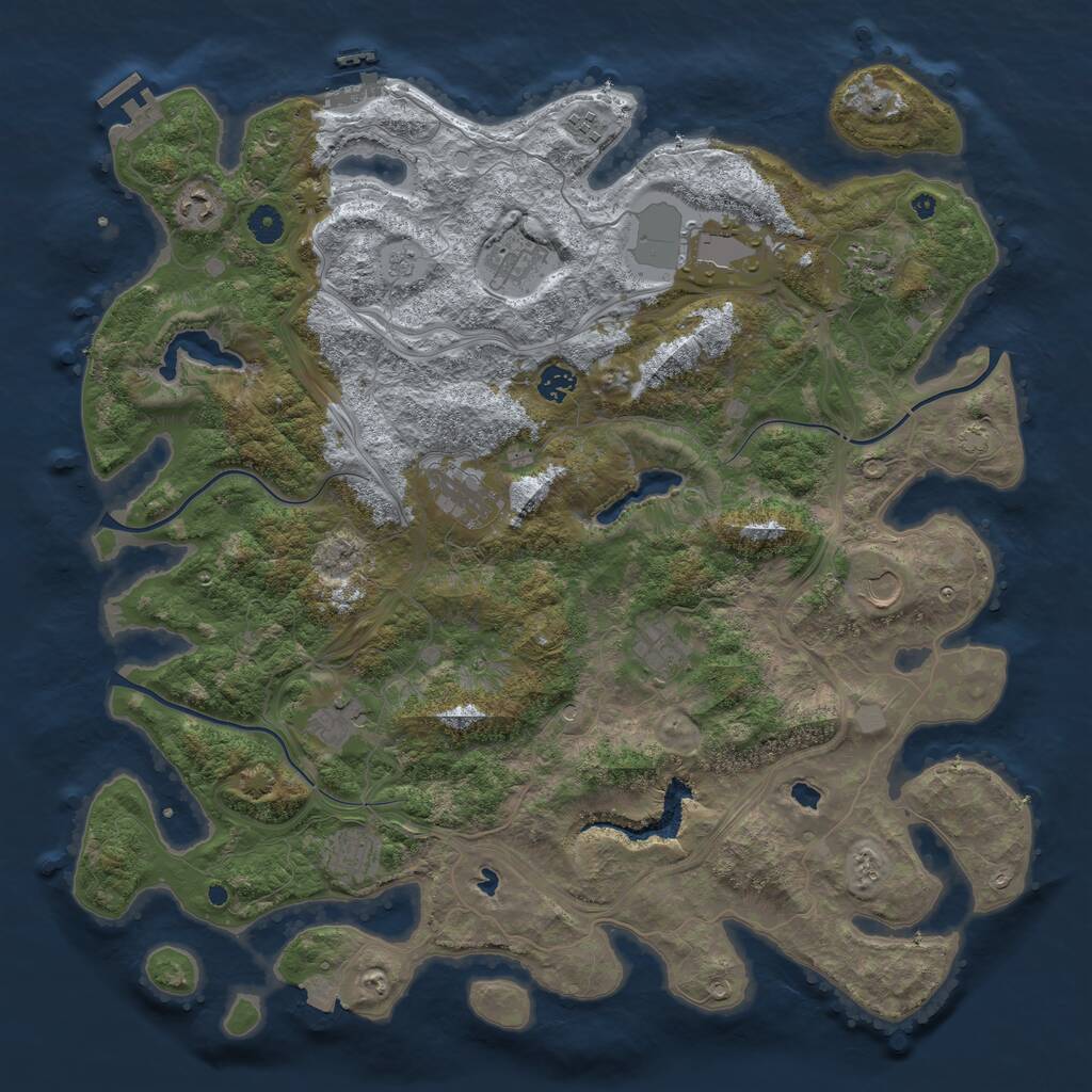 Rust Map: Procedural Map, Size: 4500, Seed: 842374113, 17 Monuments