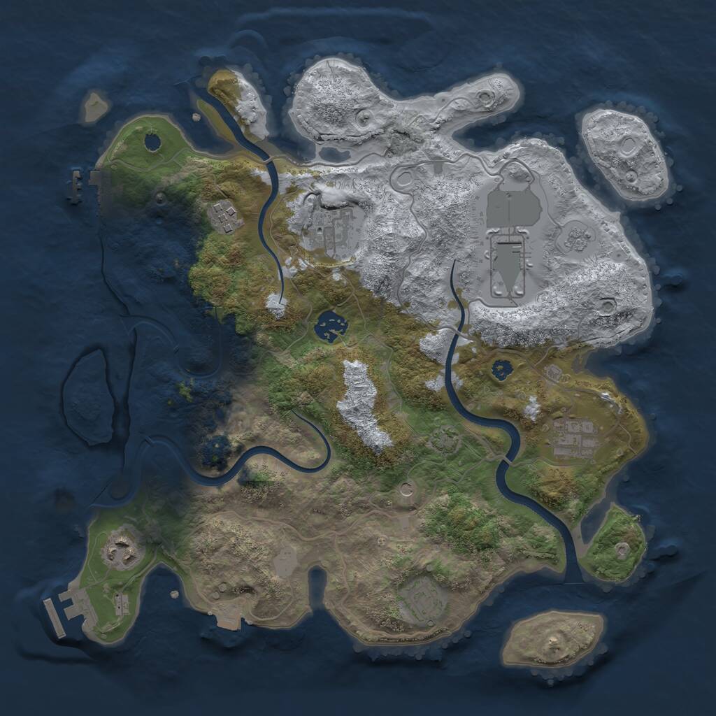 Rust Map: Procedural Map, Size: 3500, Seed: 395722468, 13 Monuments