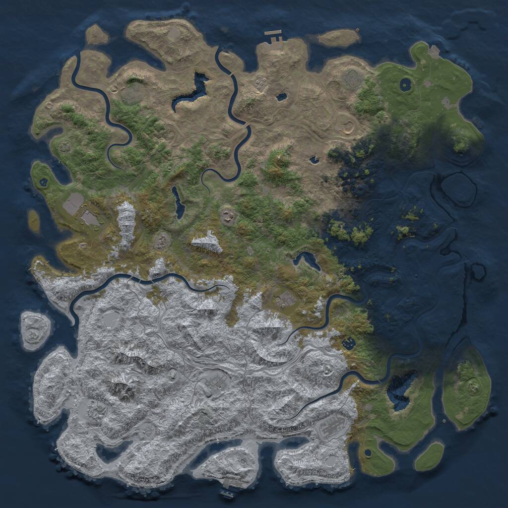 Rust Map: Procedural Map, Size: 6000, Seed: 654783462, 17 Monuments