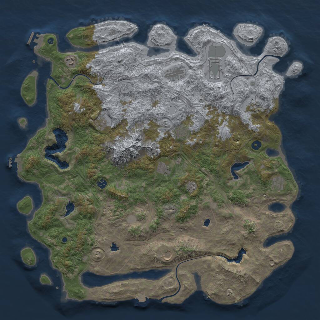 Rust Map: Procedural Map, Size: 5000, Seed: 530254762, 17 Monuments