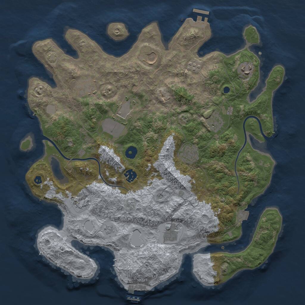 Rust Map: Procedural Map, Size: 3800, Seed: 983591604, 16 Monuments