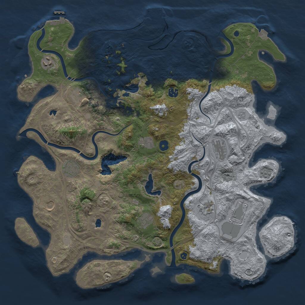 Rust Map: Procedural Map, Size: 4500, Seed: 2106371059, 17 Monuments
