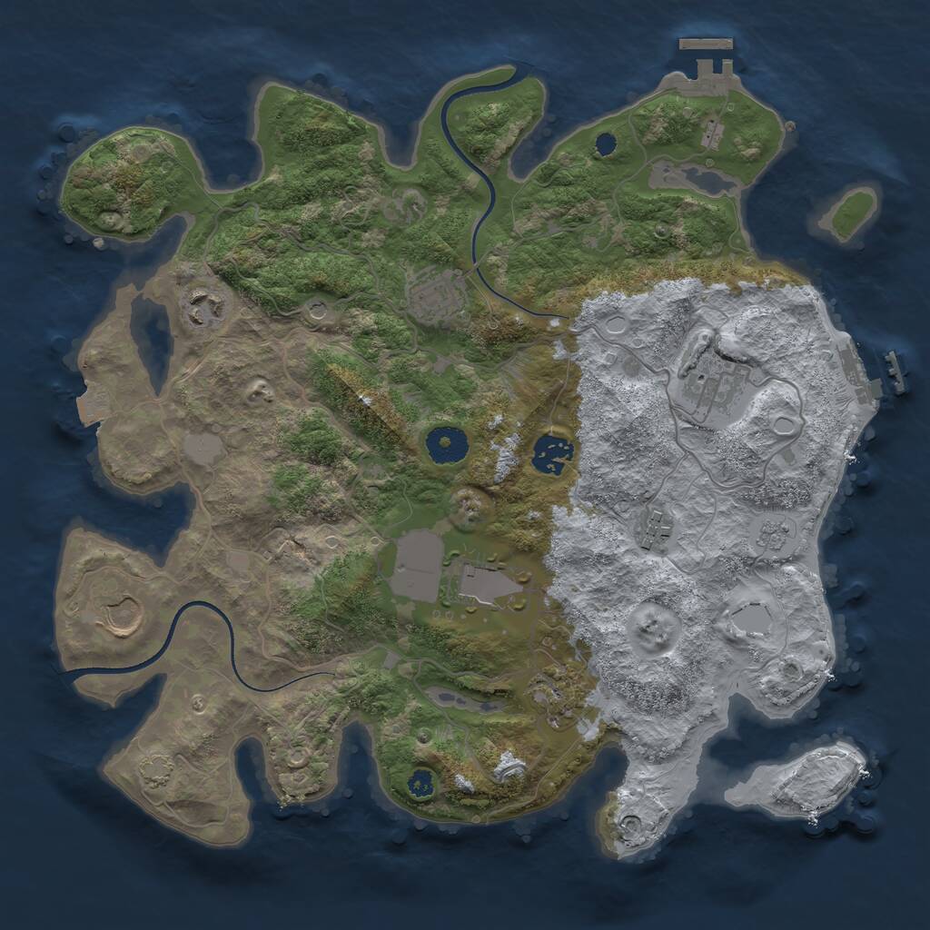 Rust Map: Procedural Map, Size: 3500, Seed: 1878872657, 14 Monuments