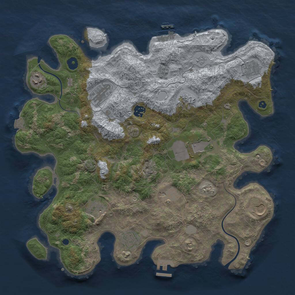 Rust Map: Procedural Map, Size: 3833, Seed: 1, 17 Monuments
