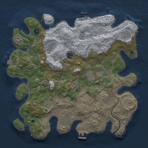 Thumbnail Rust Map: Procedural Map, Size: 3833, Seed: 1, 17 Monuments