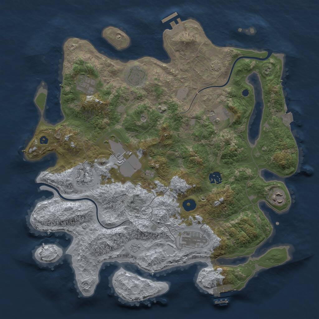 Rust Map: Procedural Map, Size: 3750, Seed: 377778117, 14 Monuments