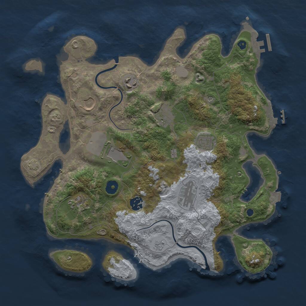 Rust Map: Procedural Map, Size: 3500, Seed: 132643477, 14 Monuments