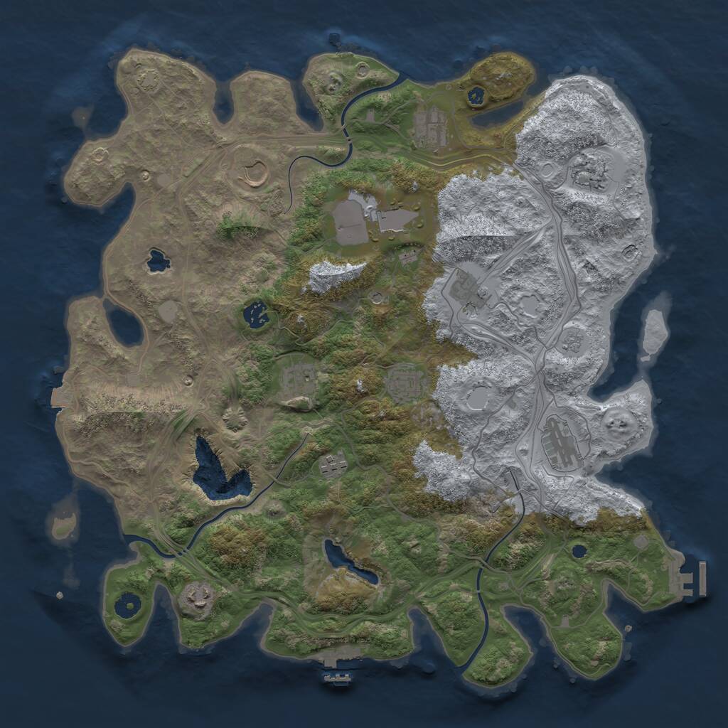 Rust Map: Procedural Map, Size: 4250, Seed: 1442977078, 17 Monuments