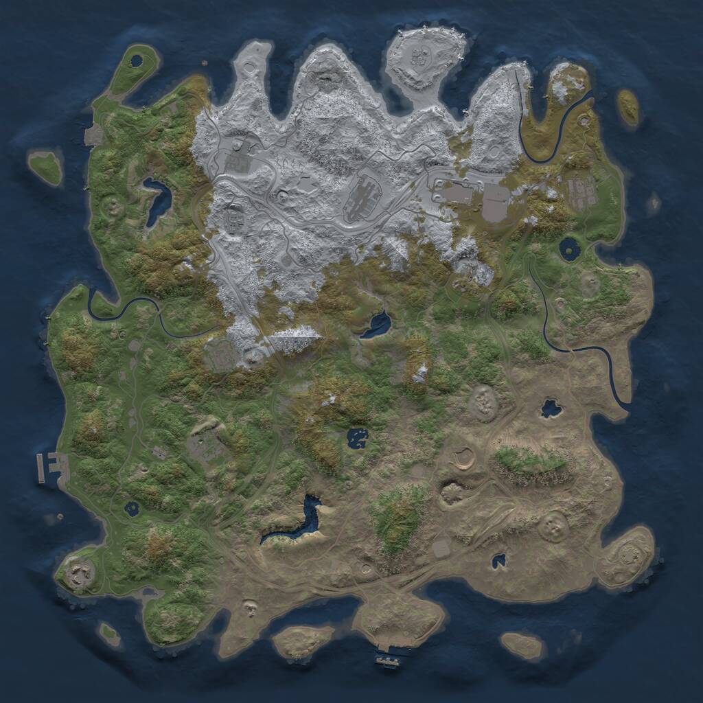 Rust Map: Procedural Map, Size: 4800, Seed: 74185, 17 Monuments