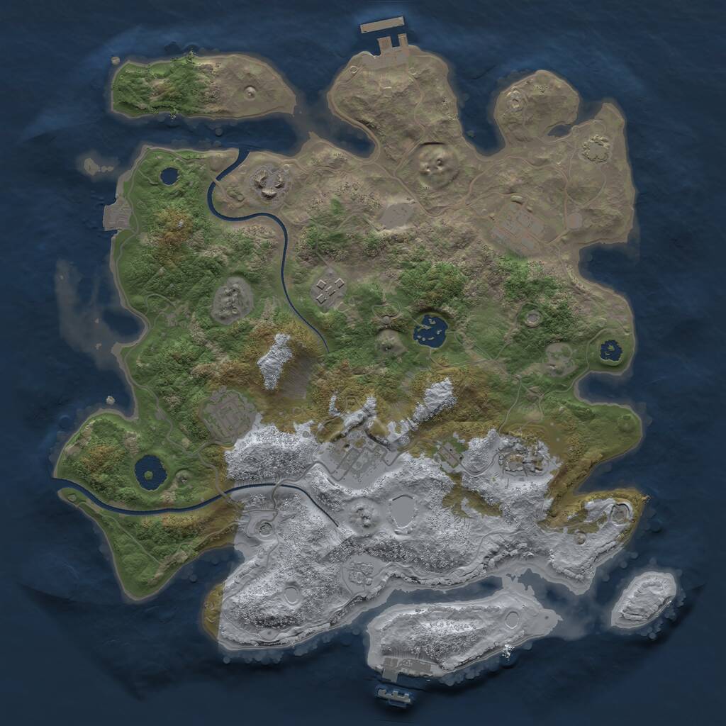 Rust Map: Procedural Map, Size: 3353, Seed: 1489761254, 13 Monuments
