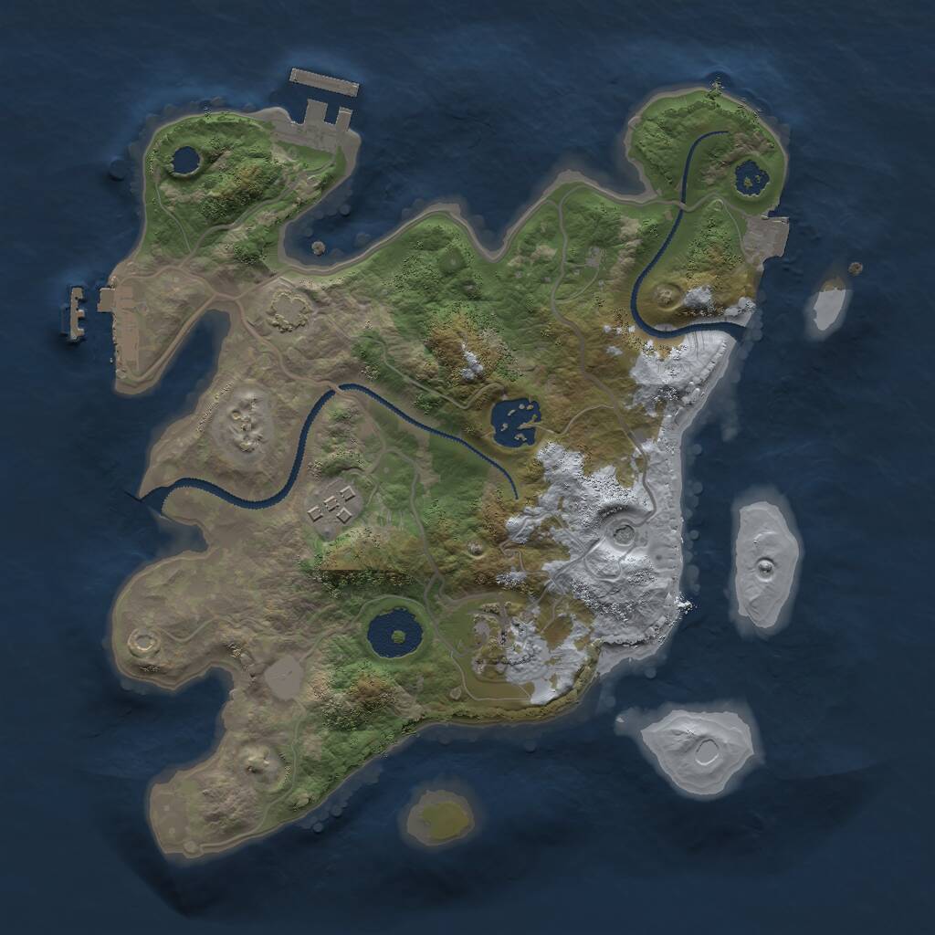 Rust Map: Procedural Map, Size: 2750, Seed: 377007771, 8 Monuments