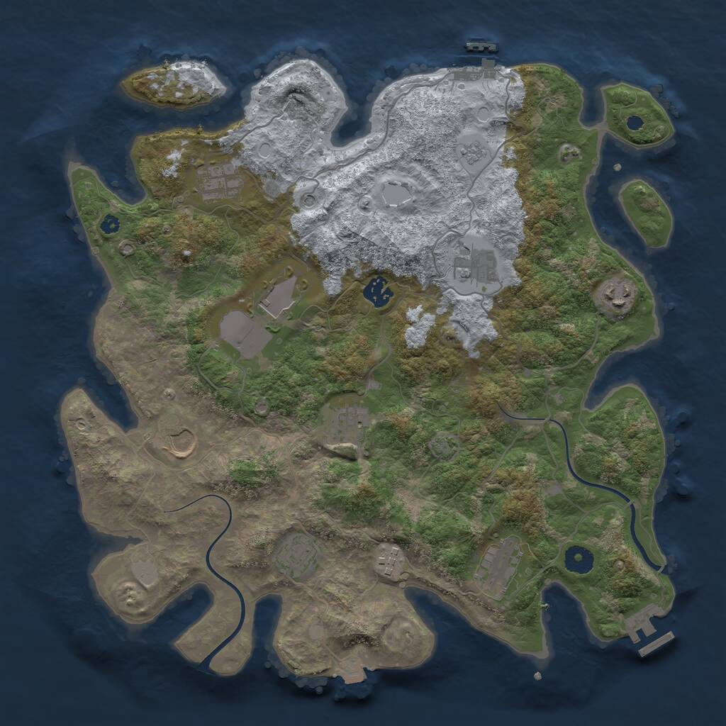 Rust Map: Procedural Map, Size: 3800, Seed: 74238036, 16 Monuments