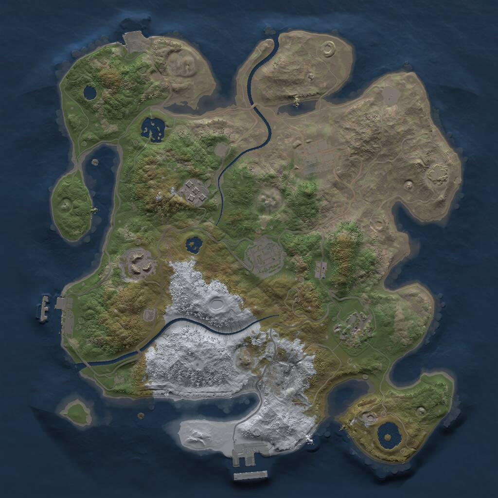 Rust Map: Procedural Map, Size: 3000, Seed: 1852009070, 10 Monuments