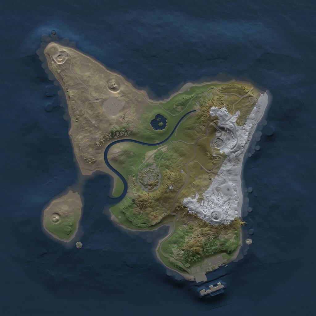 Rust Map: Procedural Map, Size: 2000, Seed: 1910772942, 4 Monuments