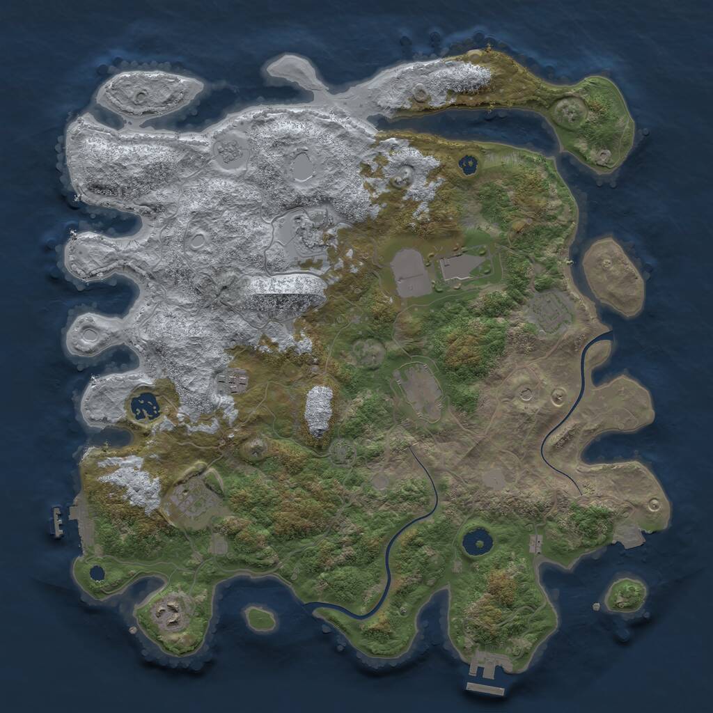 Rust Map: Procedural Map, Size: 3800, Seed: 983985863, 14 Monuments