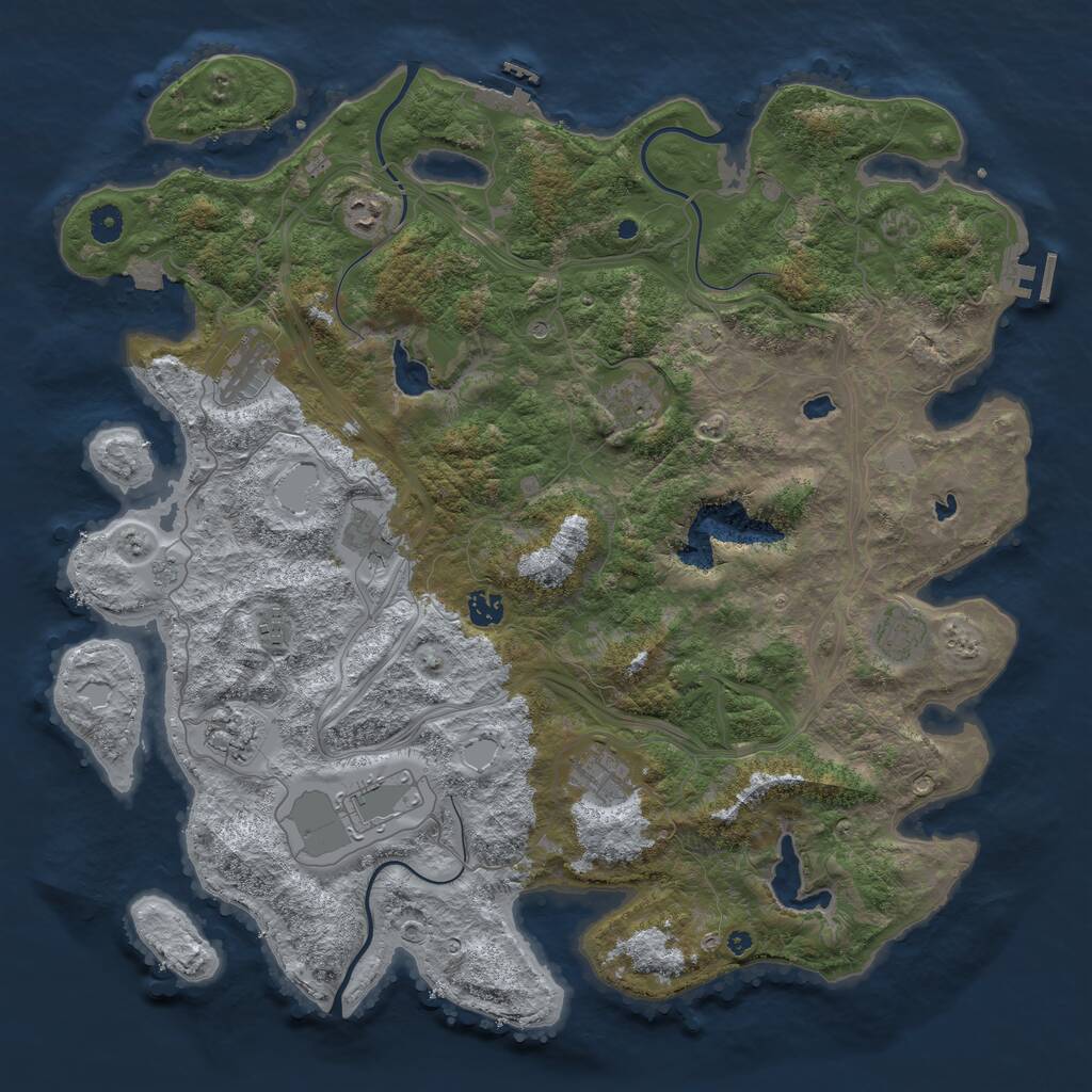 Rust Map: Procedural Map, Size: 4500, Seed: 29433, 16 Monuments