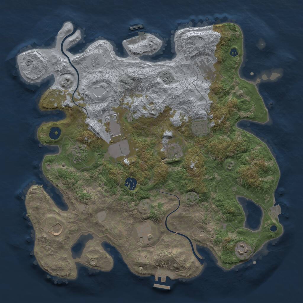 Rust Map: Procedural Map, Size: 3700, Seed: 915826867, 16 Monuments