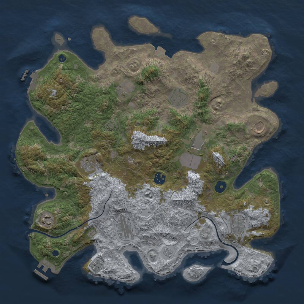 Rust Map: Procedural Map, Size: 3899, Seed: 532381021, 16 Monuments