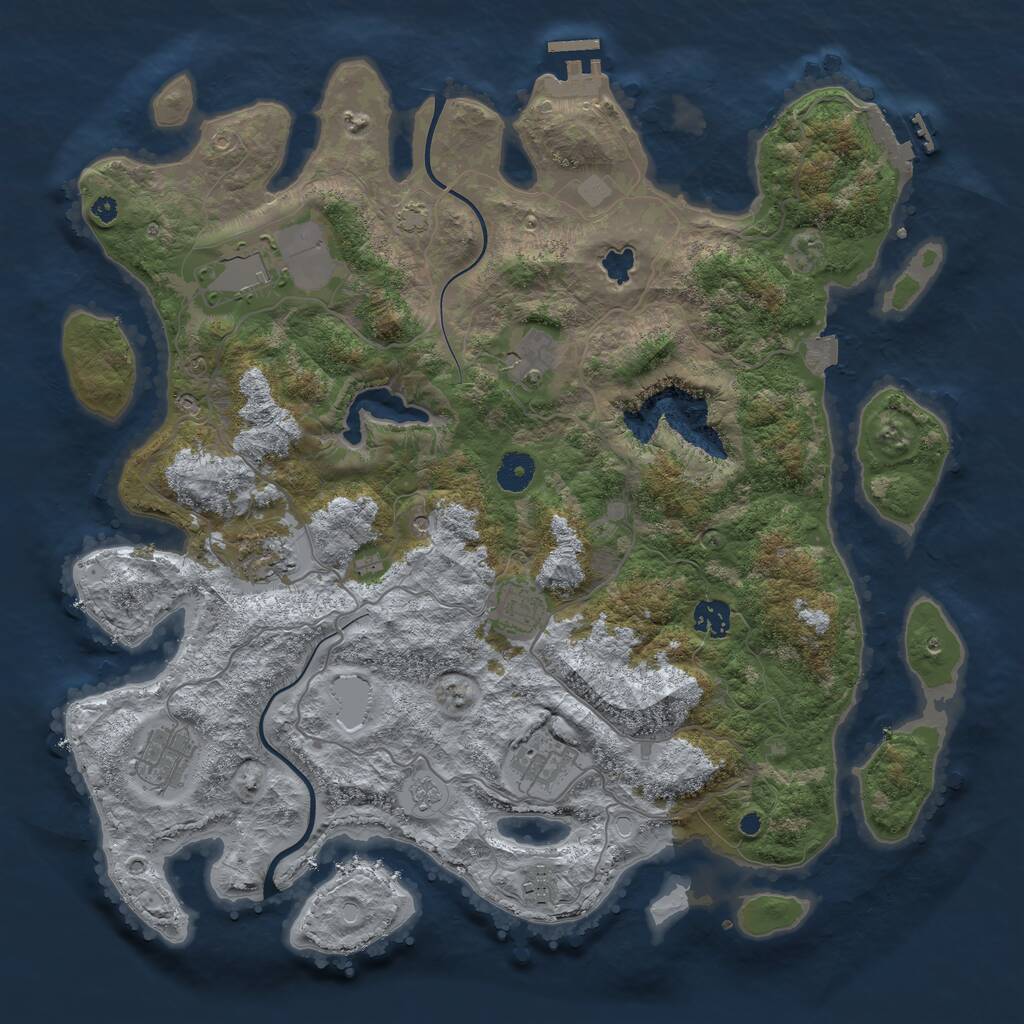 Rust Map: Procedural Map, Size: 4000, Seed: 1636446269, 14 Monuments