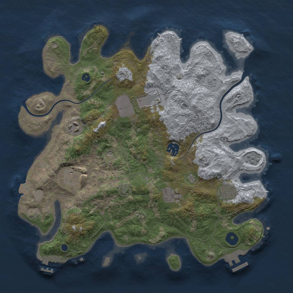 Rust Map: Procedural Map, Size: 3500, Seed: 890495222, 13 Monuments