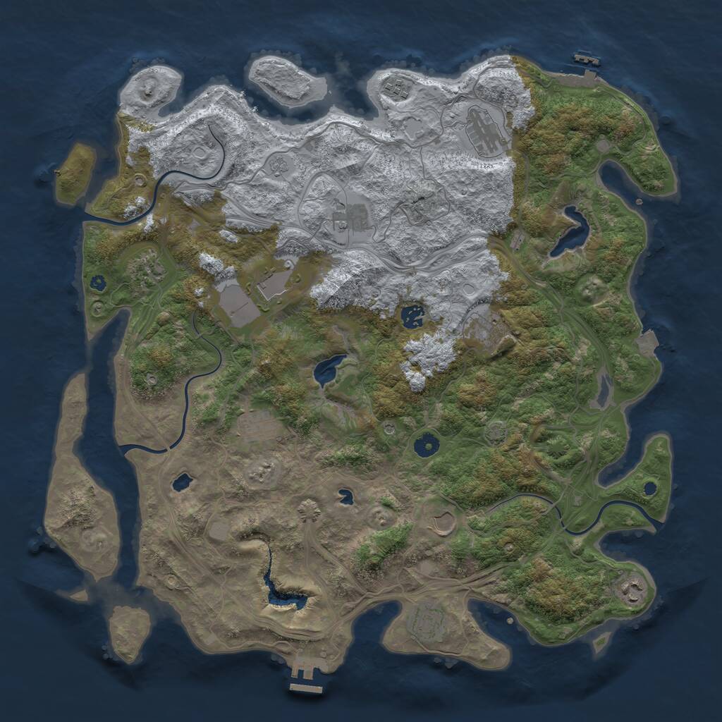 Rust Map: Procedural Map, Size: 4500, Seed: 1954056816, 17 Monuments