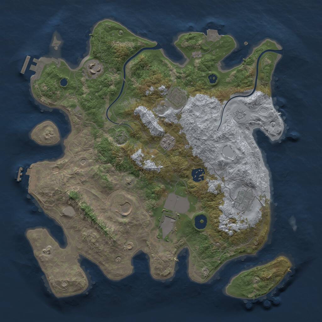 Rust Map: Procedural Map, Size: 3500, Seed: 1584803265, 13 Monuments
