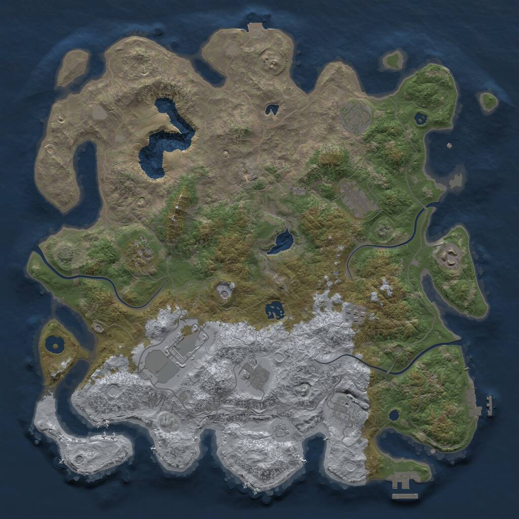 Rust Map: Procedural Map, Size: 4096, Seed: 349578815, 15 Monuments