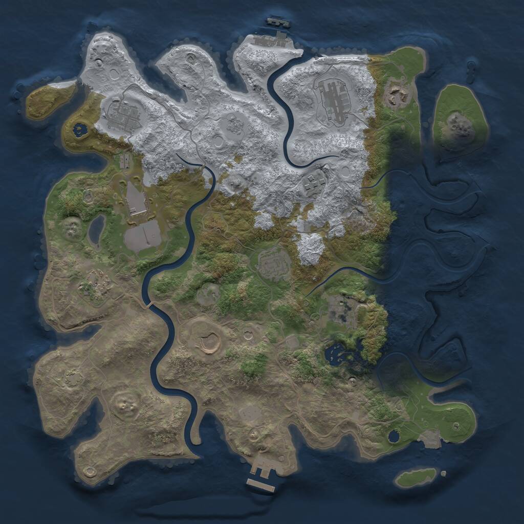 Rust Map: Procedural Map, Size: 3700, Seed: 998139, 16 Monuments