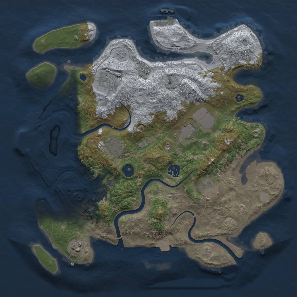 Rust Map: Procedural Map, Size: 3600, Seed: 20225, 13 Monuments