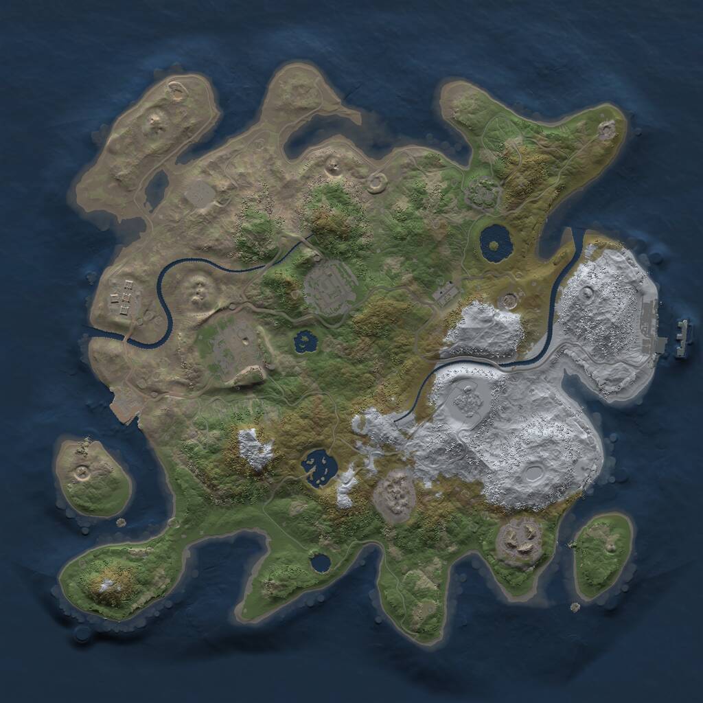 Rust Map: Procedural Map, Size: 3000, Seed: 394157899, 10 Monuments