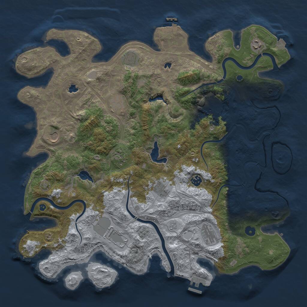Rust Map: Procedural Map, Size: 4500, Seed: 614406609, 17 Monuments