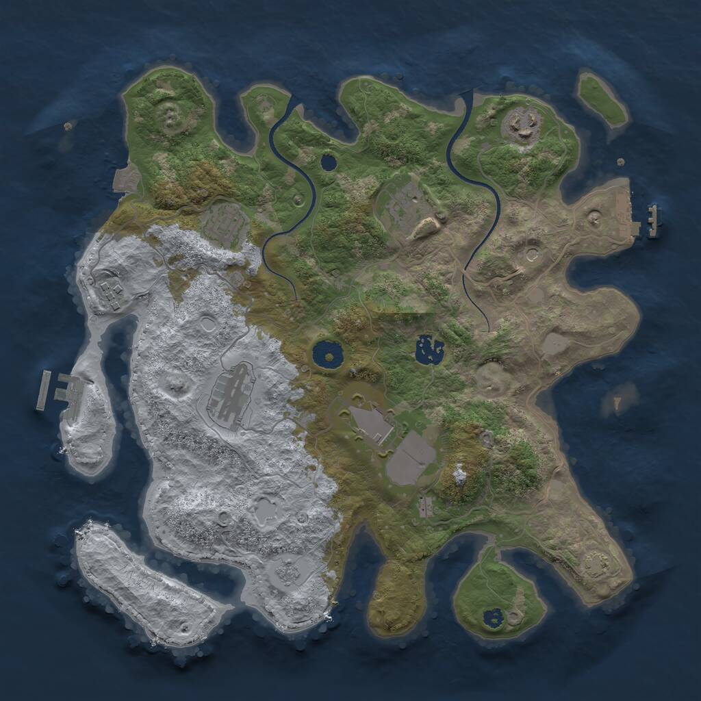 Rust Map: Procedural Map, Size: 3500, Seed: 6653, 13 Monuments