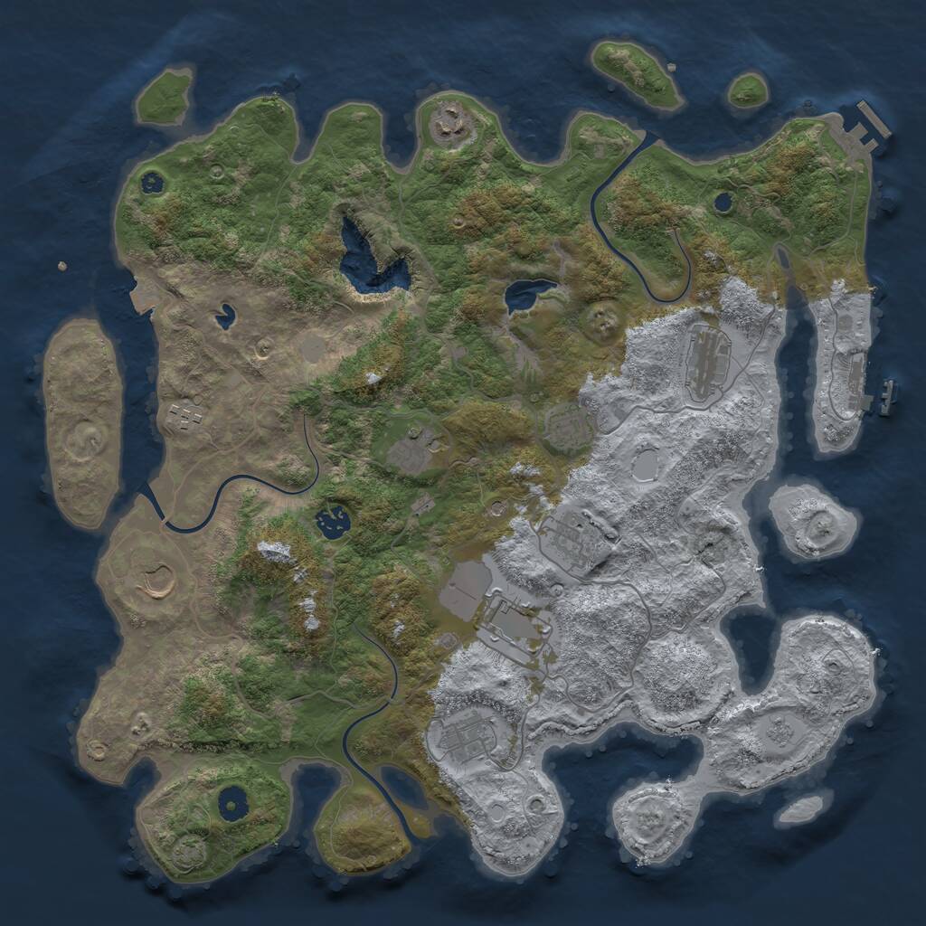 Rust Map: Procedural Map, Size: 4200, Seed: 28345, 16 Monuments