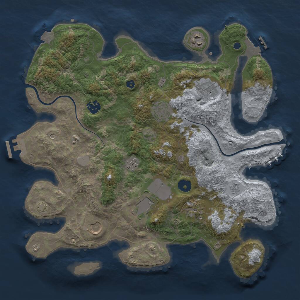 Rust Map: Procedural Map, Size: 3500, Seed: 1347426971, 14 Monuments