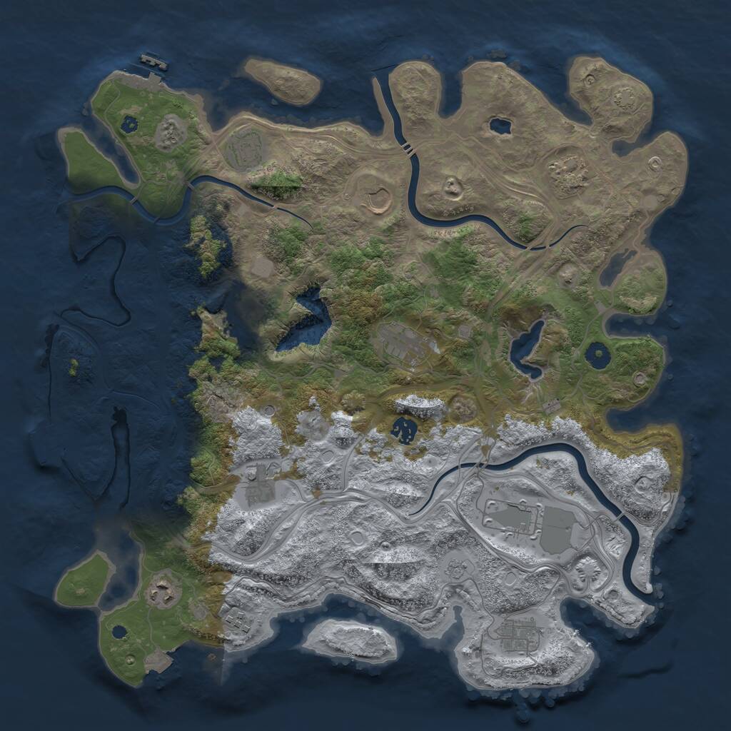 Rust Map: Procedural Map, Size: 4250, Seed: 1934031814, 17 Monuments