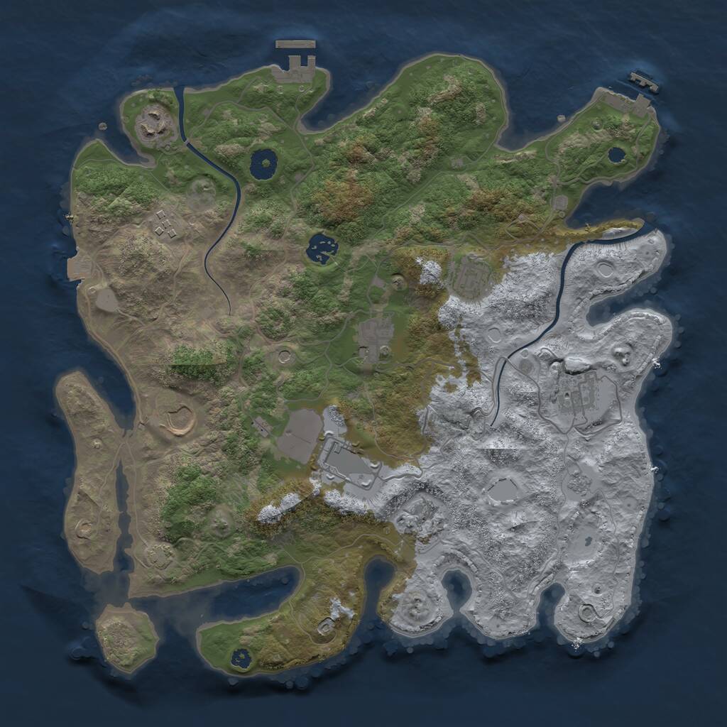 Rust Map: Procedural Map, Size: 3675, Seed: 10, 15 Monuments